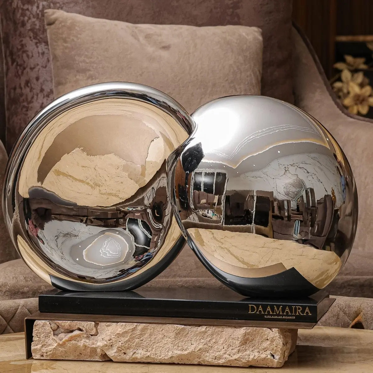 Sculptures & Figurines Intersecting Silver Decor Object - Daamaira Home and Living Ltd