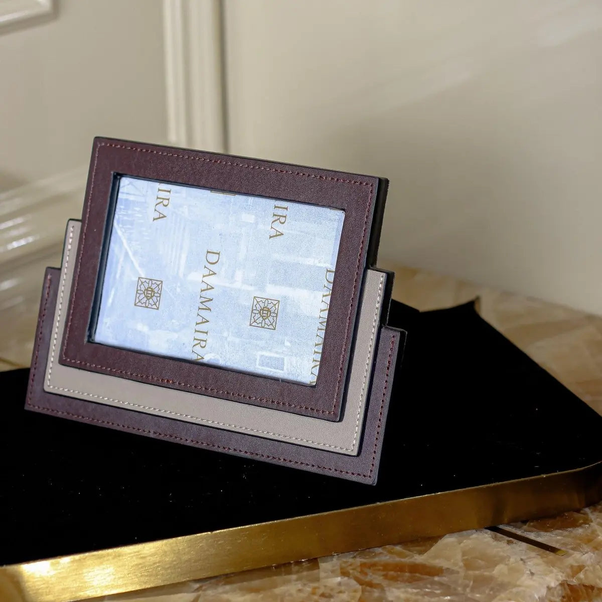 Photo Frames Layered Leather Photo Frame - Daamaira Home and Living Ltd