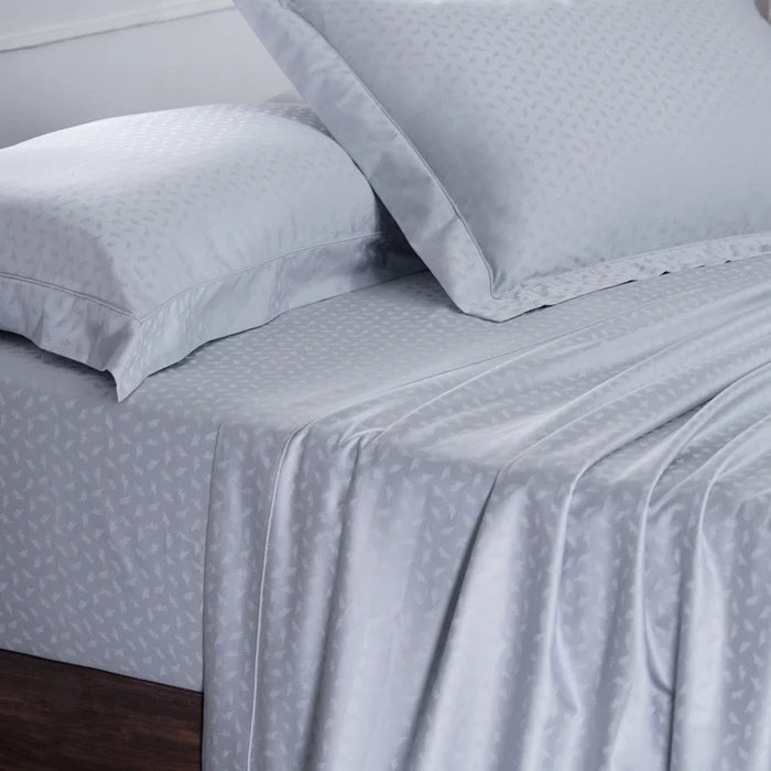 Leaf Self Jacquard 100% Cotton Ultra Soft Bed Sheet with Pillow Case - Gray - Daamaira Home and Living Ltd