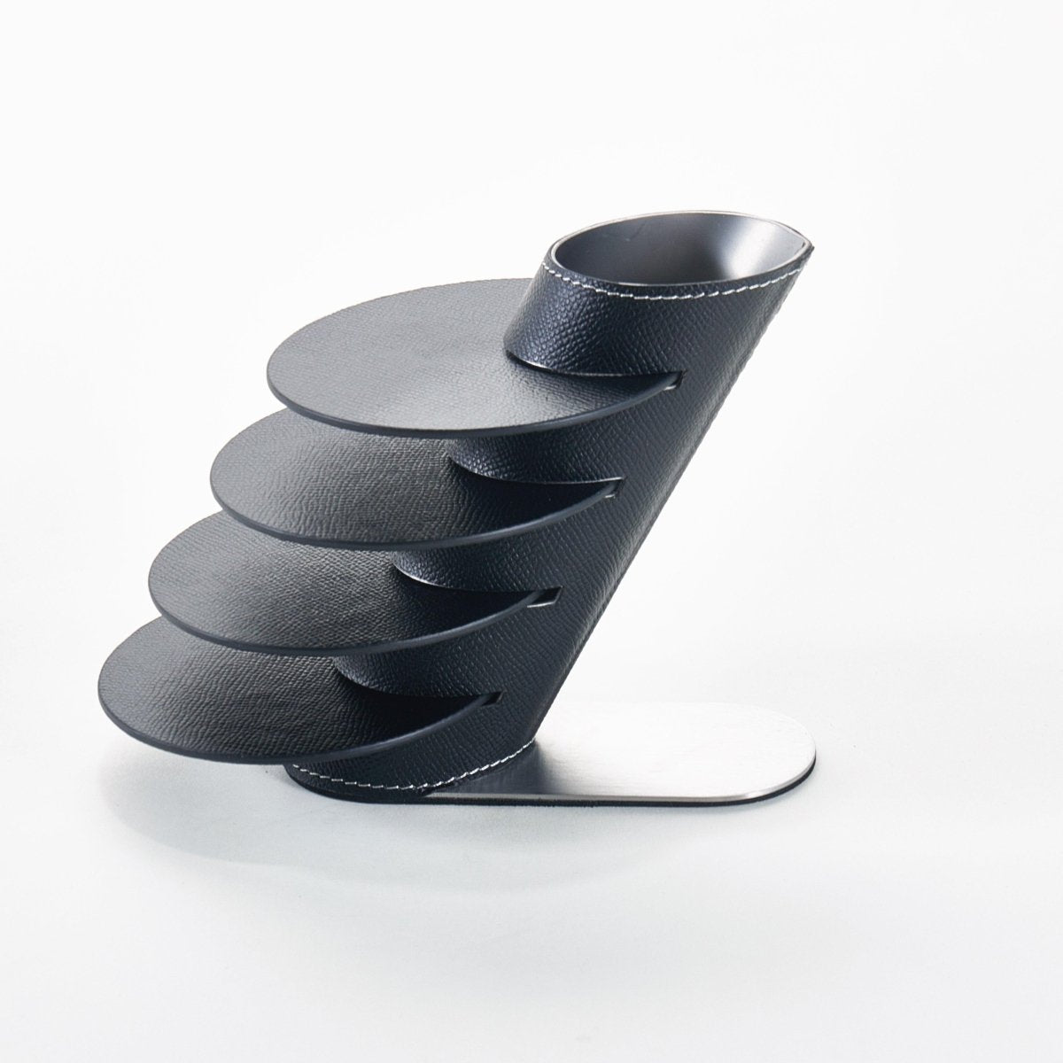 Coasters Leather Coasters With Stand - Black - Daamaira Home and Living Ltd