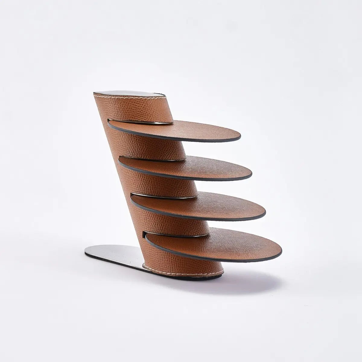 Coasters Leather Coasters With Stand - Brown - Daamaira Home and Living Ltd