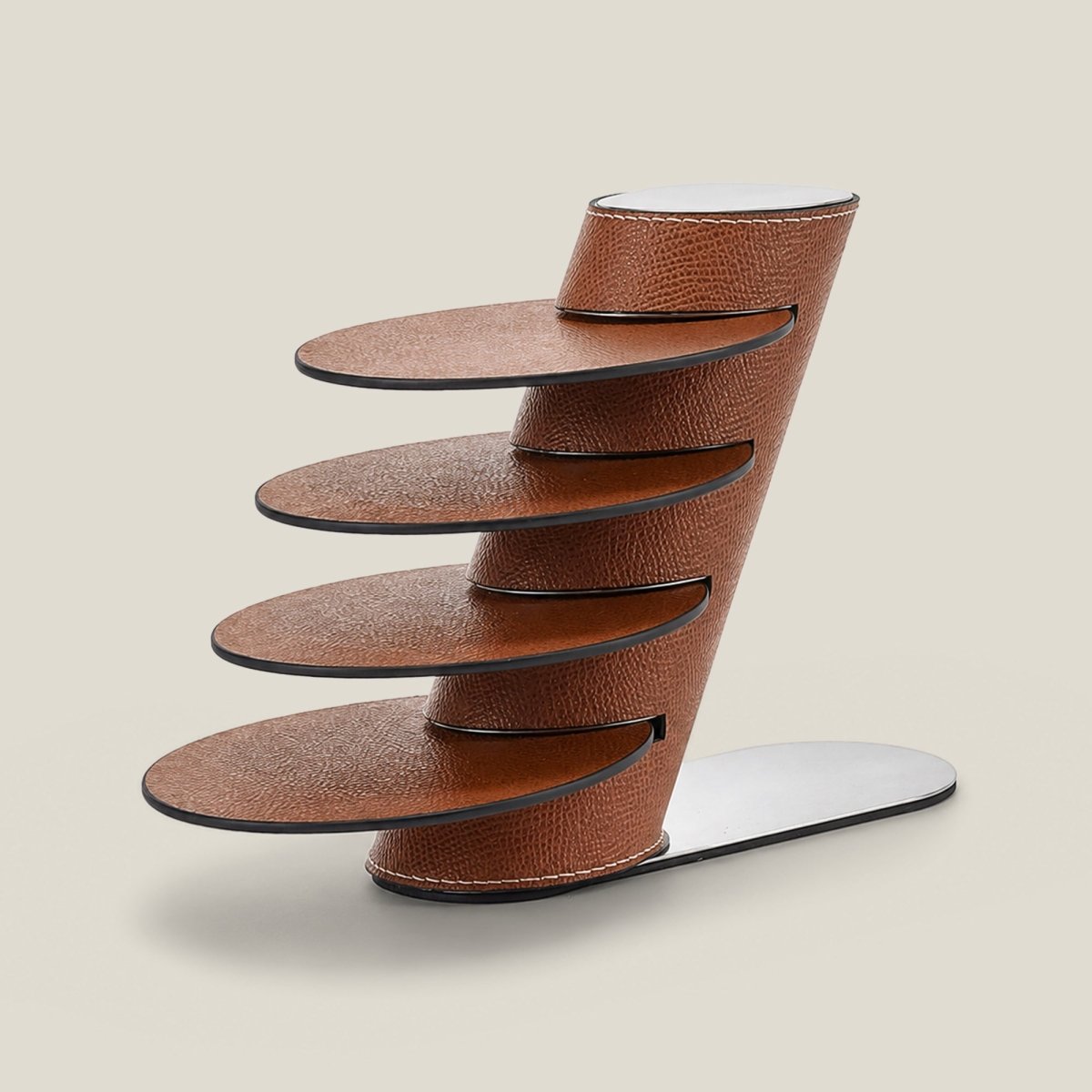 Coasters Leather Coasters With Stand- Brown - Daamaira Home and Living Ltd