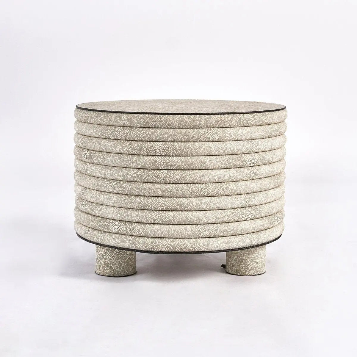 Decor Objects Leather Round Stool - High Rise - Daamaira Home and Living Ltd