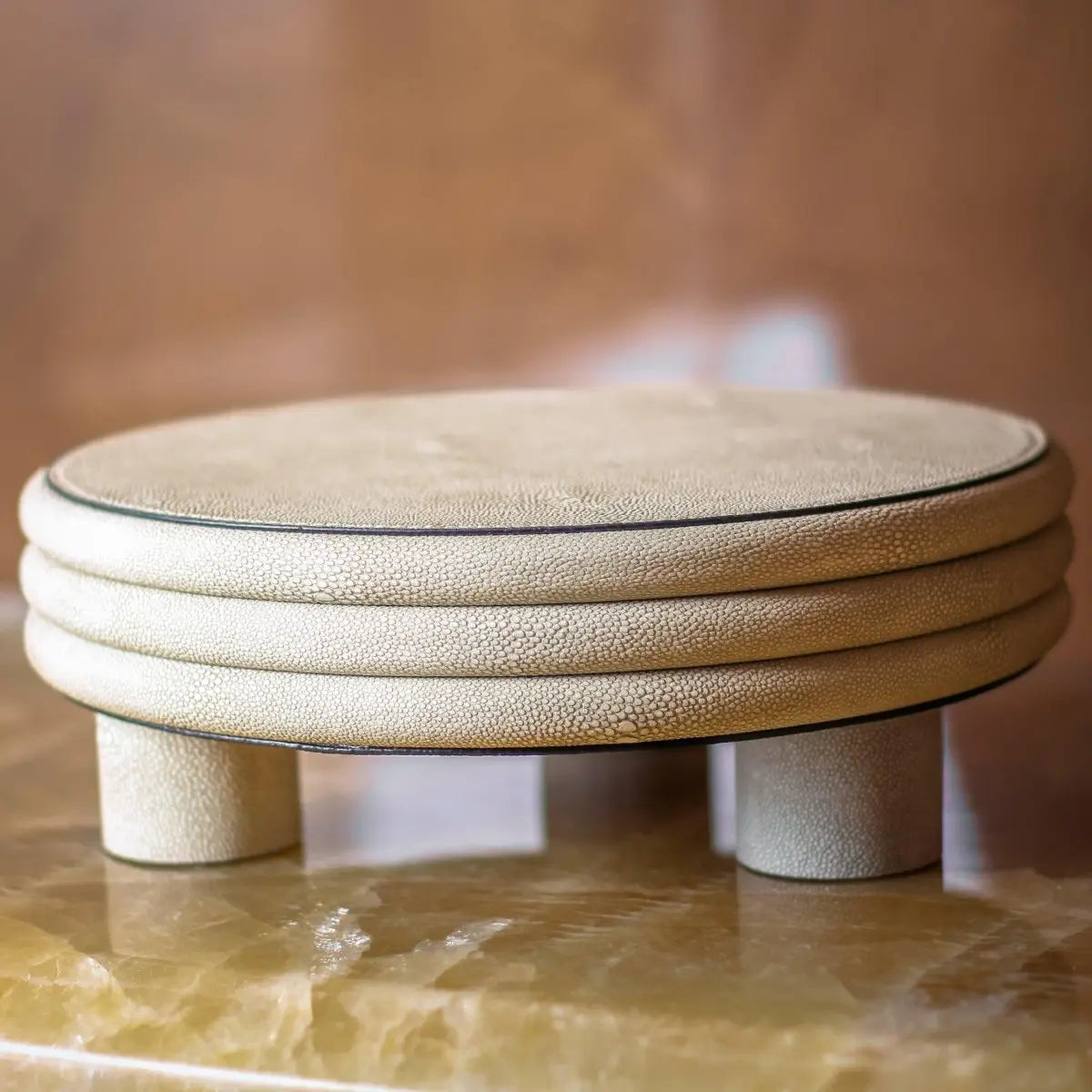 Decor Objects Leather Round Stool - Low Rise - Daamaira Home and Living Ltd