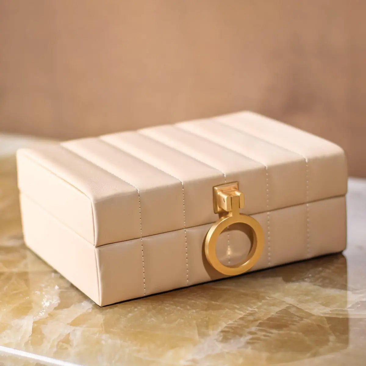 Storage Box Leather Storage Box - Beige - Daamaira Home and Living Ltd