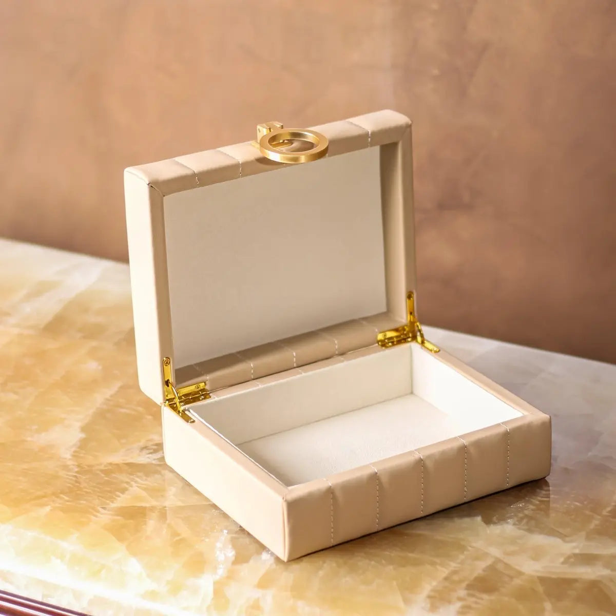 Storage Box Leather Storage Box - Beige - Daamaira Home and Living Ltd