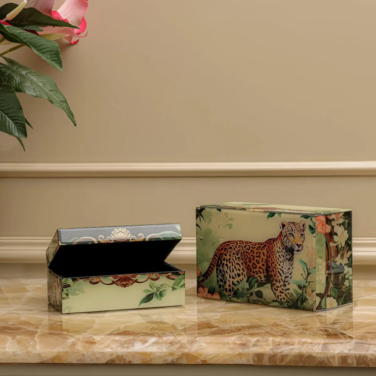 Storage Box Leopard Storage Organiser - Set Of 2 - Daamaira Home and Living Ltd