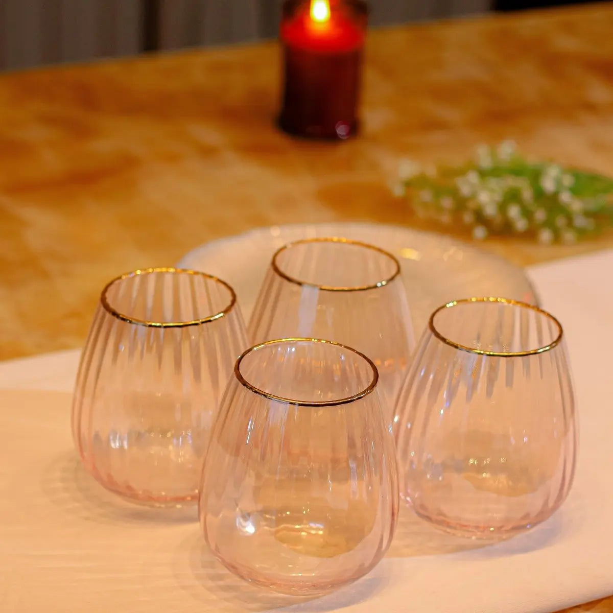 Drinking Glasses Lush Set Of 4 Water Glasses - Daamaira Home and Living Ltd