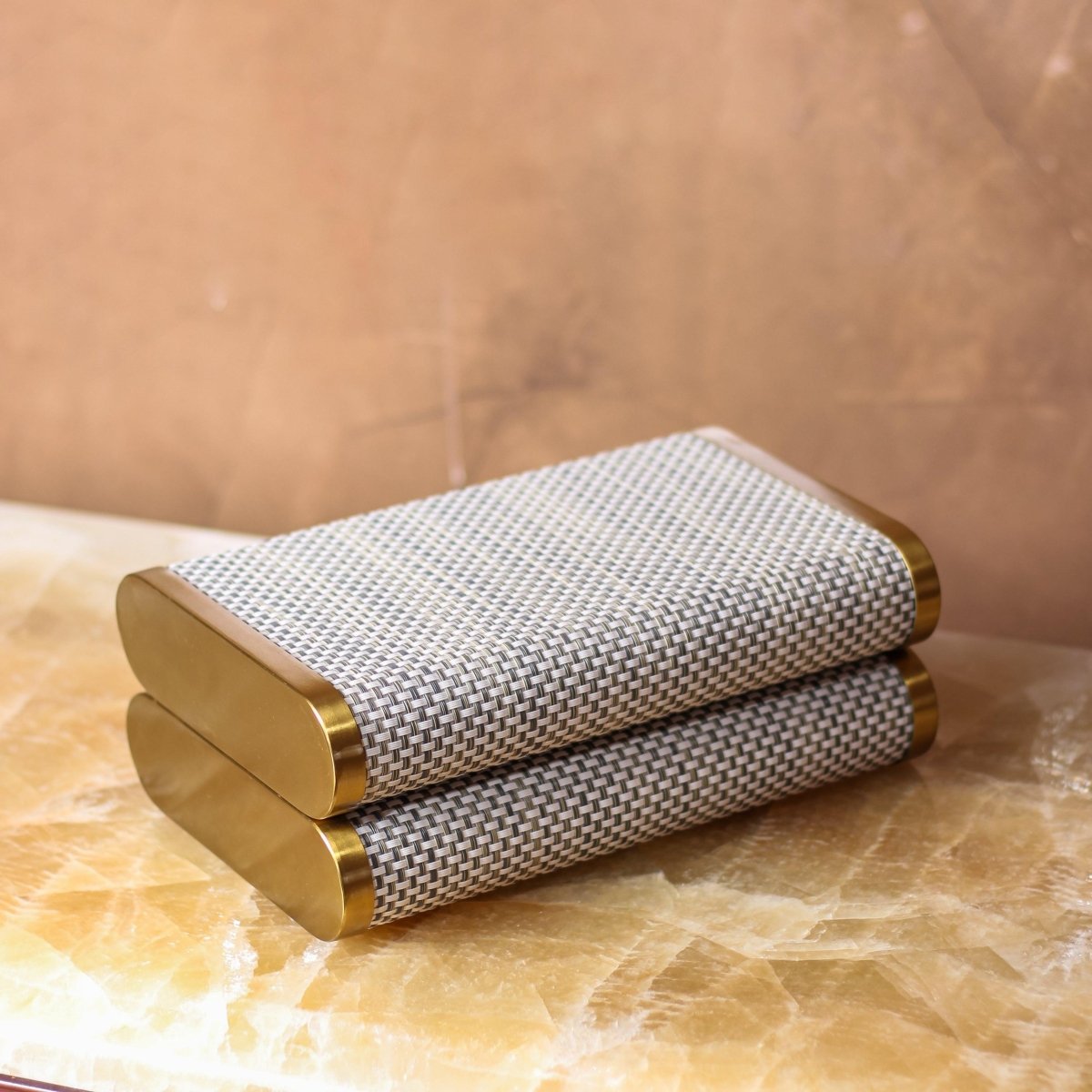 Storage Box Luxury Time Piece/Jewel Box - Beige and Gold - Daamaira Home and Living Ltd