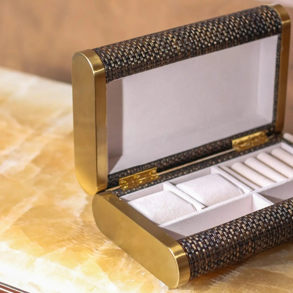 Storage Box Luxury Time Piece/Jewel Box - Brown - Daamaira Home and Living Ltd