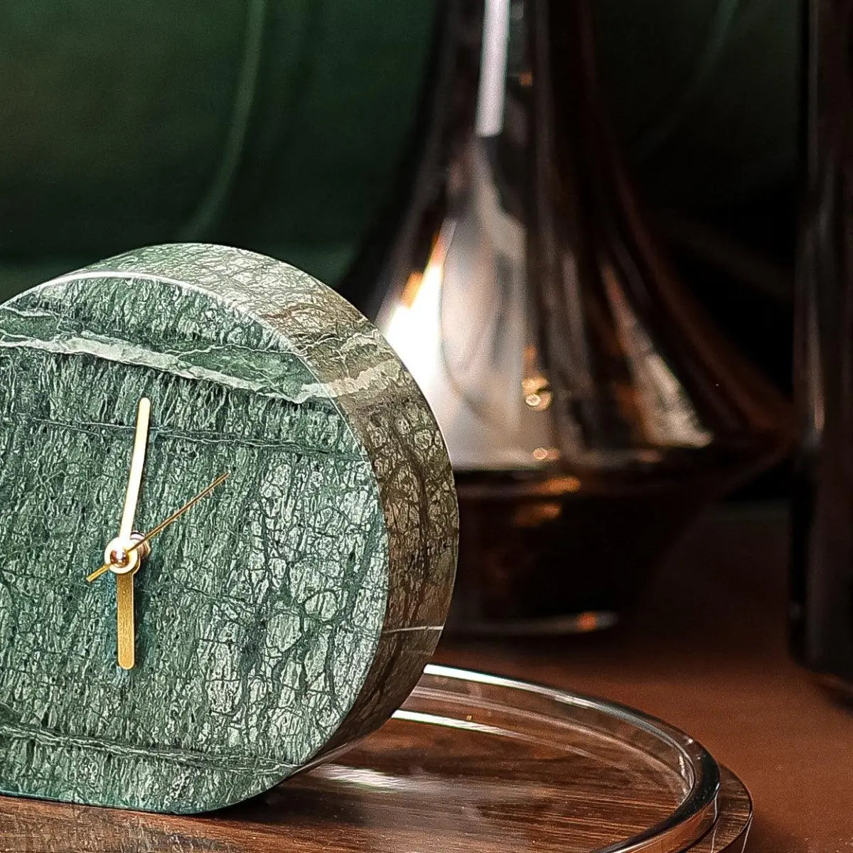 Table Clock Marble Drop Clock - Green - Daamaira Home and Living Ltd