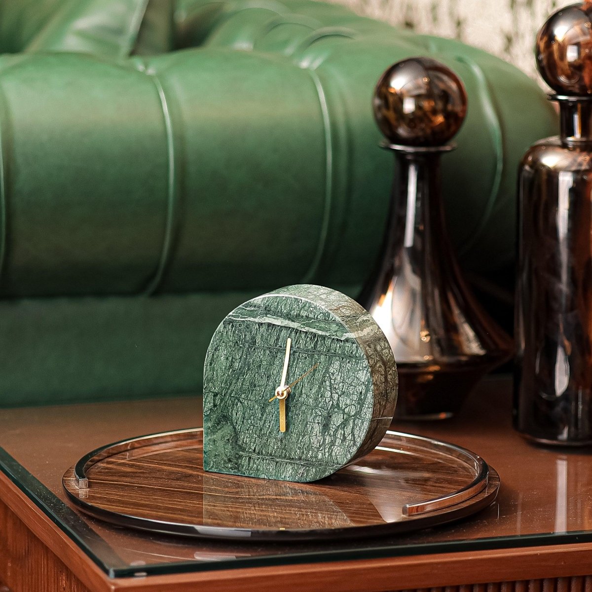 Table Clock Marble Drop Clock - Green - Daamaira Home and Living Ltd