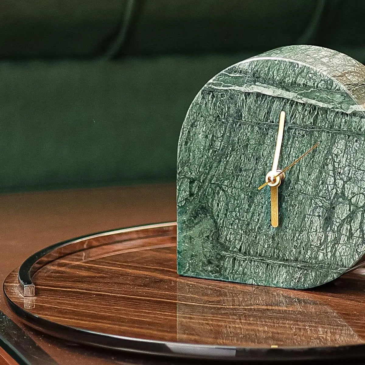 Table Clock Marble Drop Clock - Green - Daamaira Home and Living Ltd