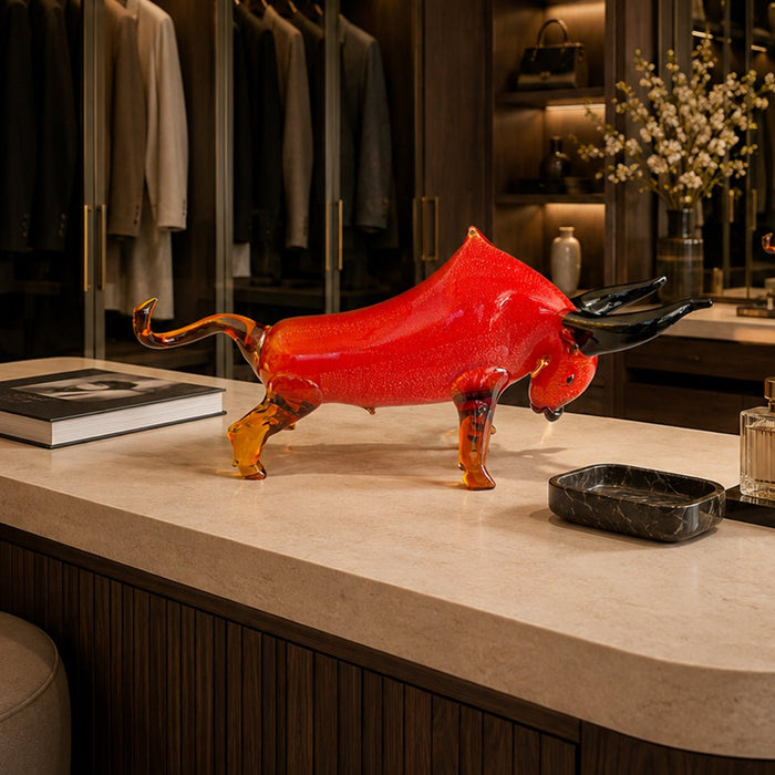 Murano Glass Golden Bull Sculpture - view 2
