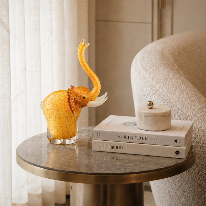 Murano Glass Golden Elephant Sculpture - view 2