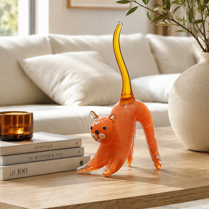Murano Glass Pink Cat Sculpture - view 2