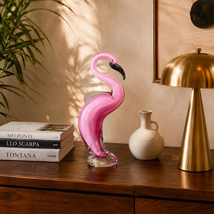 Murano Glass Pink Flamingo Sculpture - view 2
