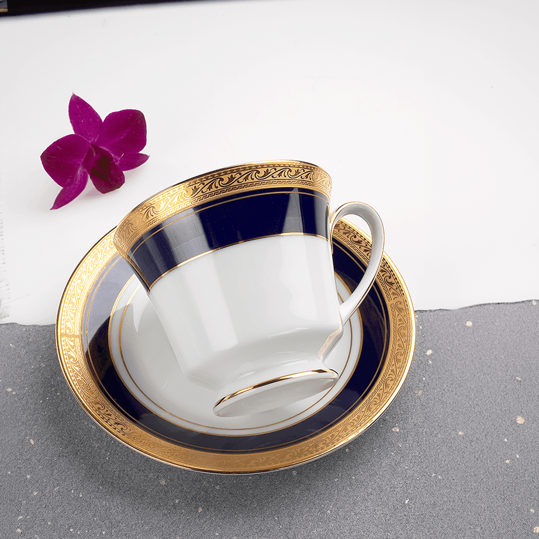 TEA SET Noritake CRESTWOOD COBALT GOLD 12PC TEA SET - Daamaira Home and Living Ltd