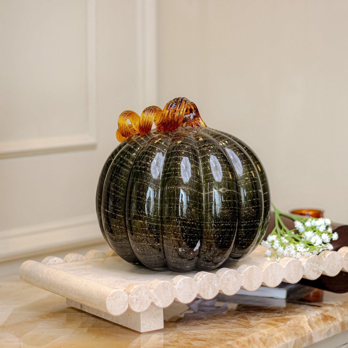 Sculptures & Figurines Olive Pumpkin Sculpture - Daamaira Home and Living Ltd