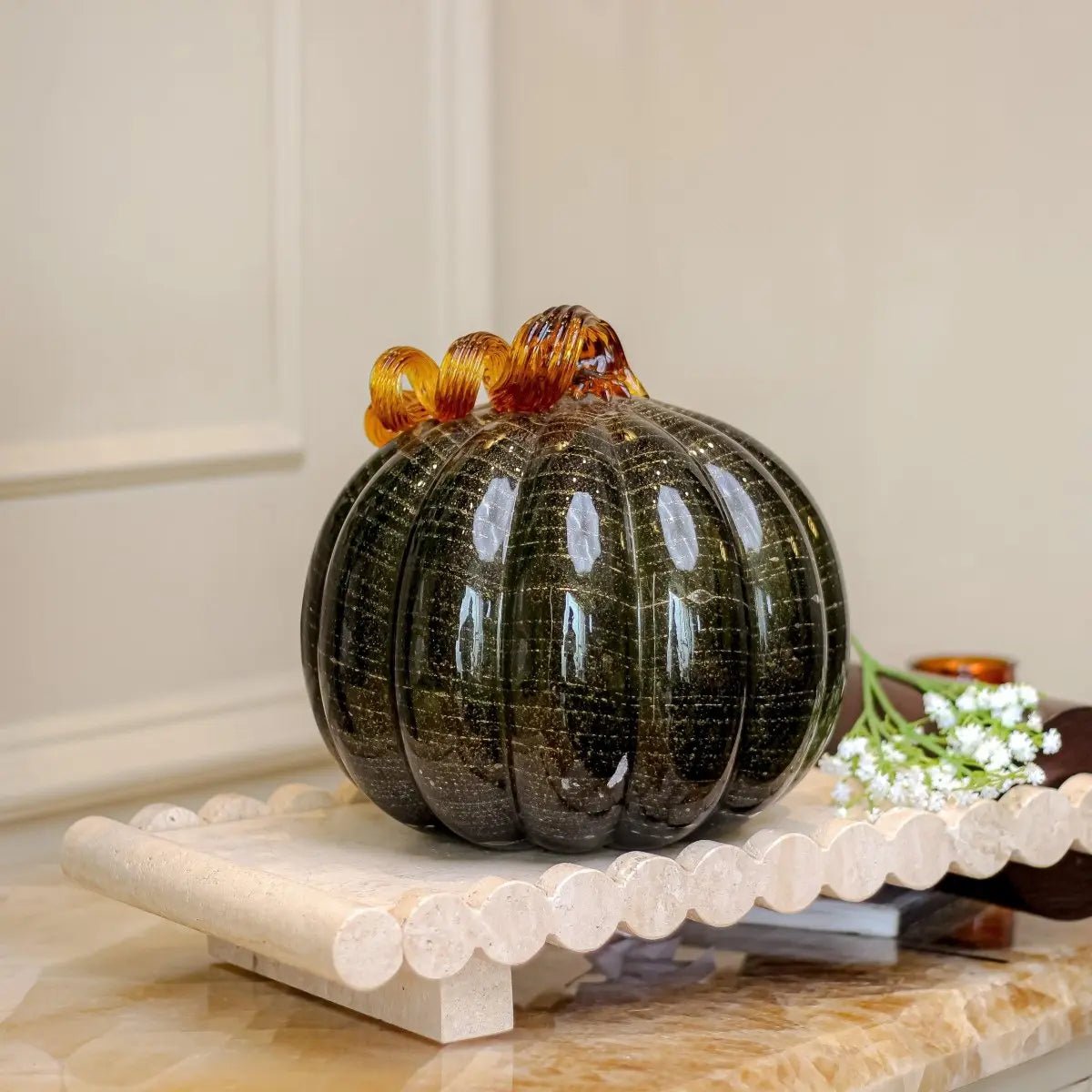 Sculptures & Figurines Olive Pumpkin Sculpture - Daamaira Home and Living Ltd