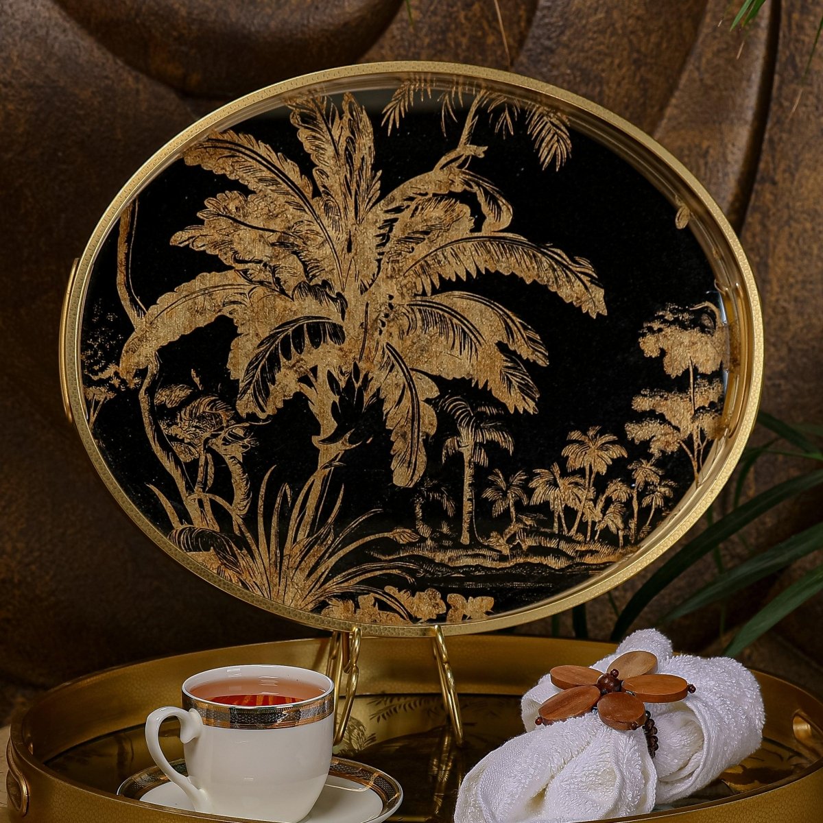 Serving Tray Palm Oval Serving Tray - Set Of 2 - Daamaira Home and Living Ltd