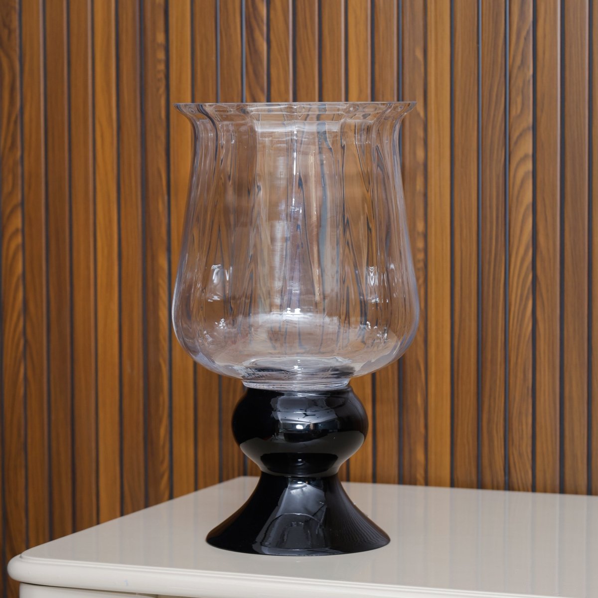 Vases Radiant Clear Vase With Black Base - Tall - Daamaira Home and Living Ltd