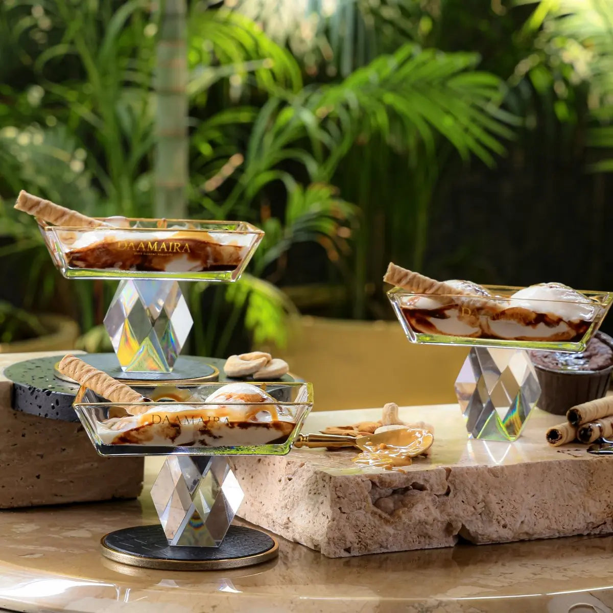 Dessert Plates Rectangle Crystal Dessert Bowl - Set of 6 - Daamaira Home and Living Ltd