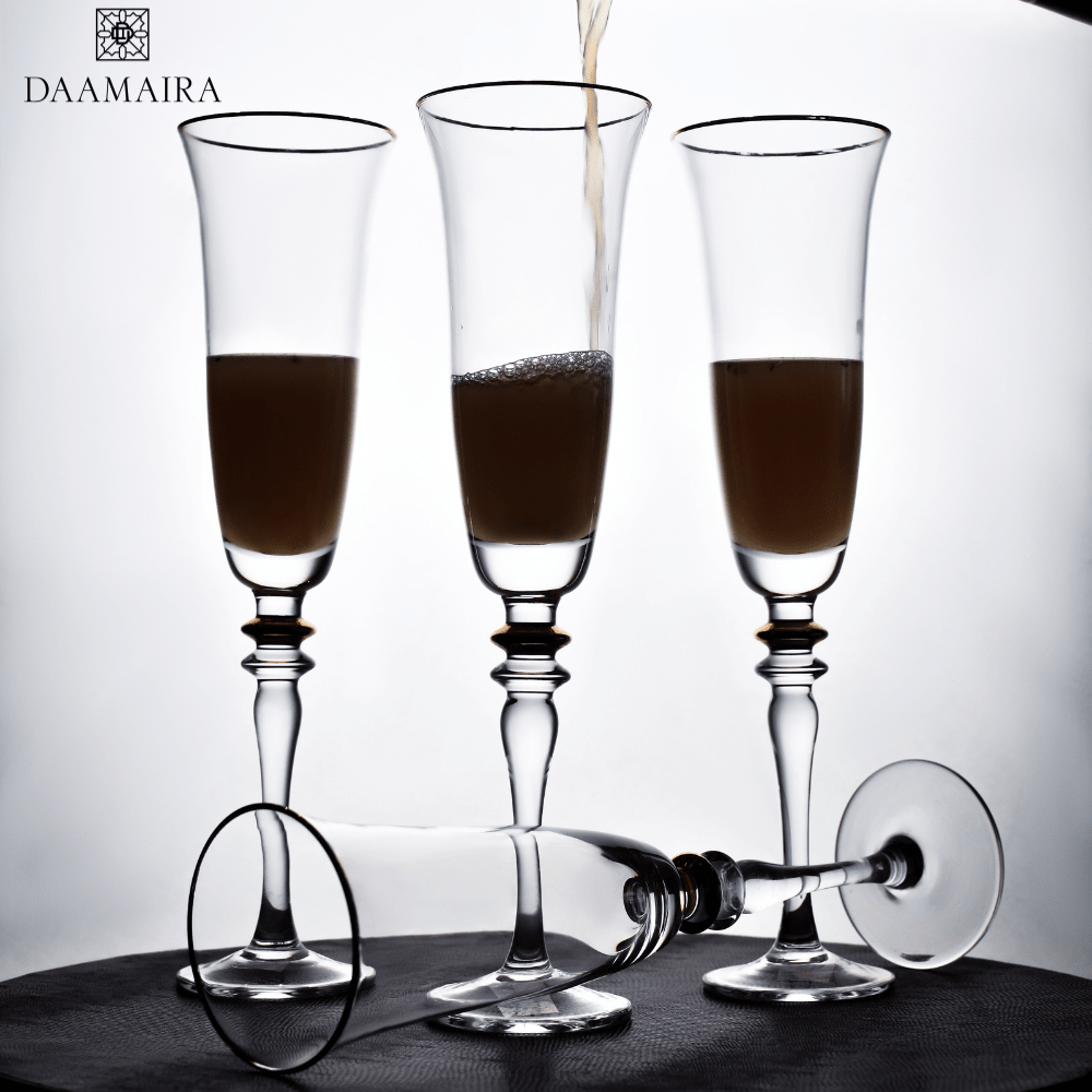 Drinking Glasses Royale Set Of 4 Champagne Flutes with Gift Box - Daamaira Home and Living Ltd