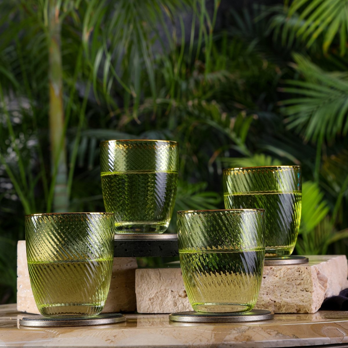 Drinking Glasses Shade Set Of 4 Whiskey Glasses - Daamaira Home and Living Ltd