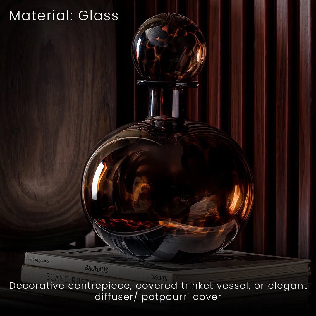 Vases Smoked Egyptian Round Glass Vase with Lid - Daamaira Home and Living Ltd