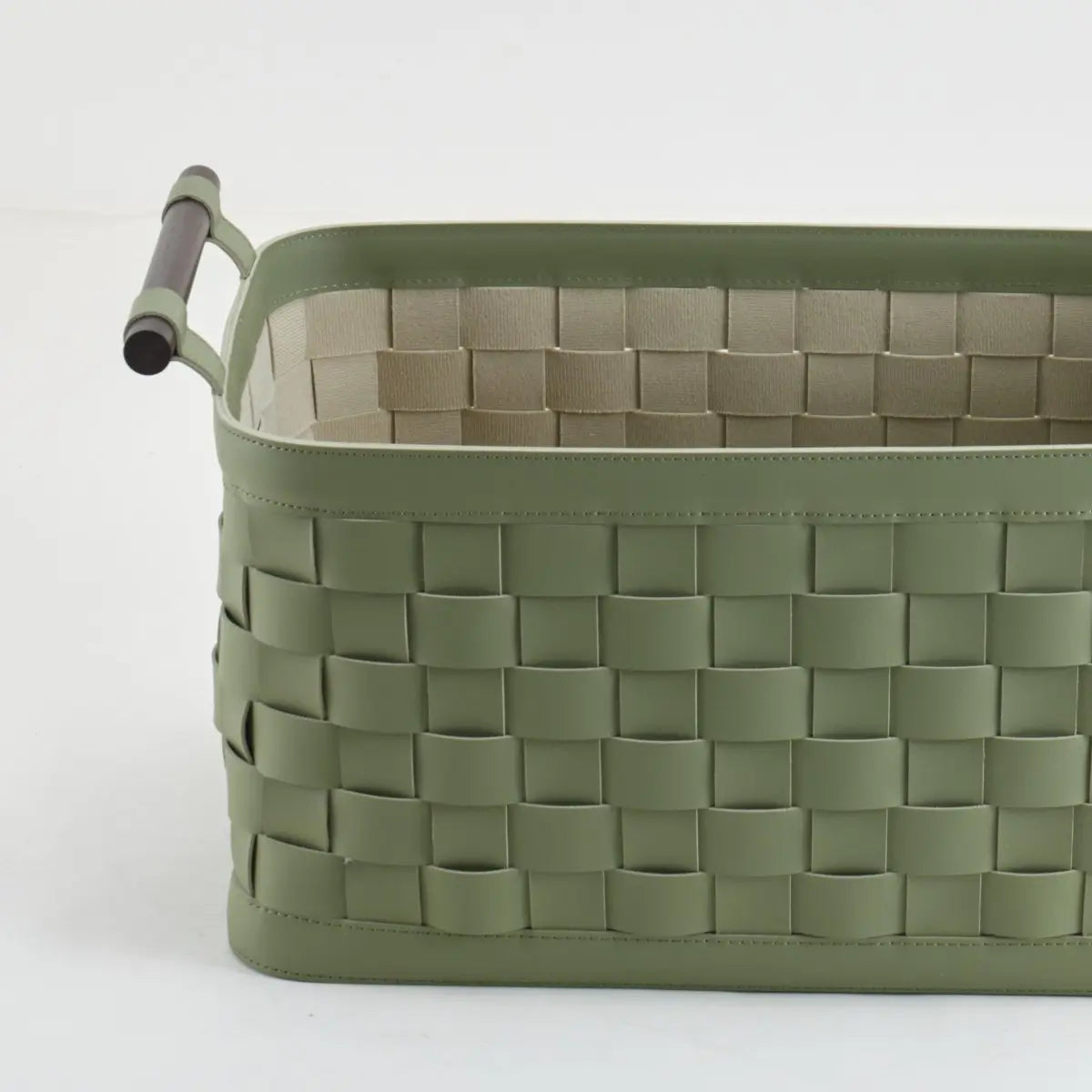 Wicker Storage Box Soiree Leather Basket - Green - Daamaira Home and Living Ltd