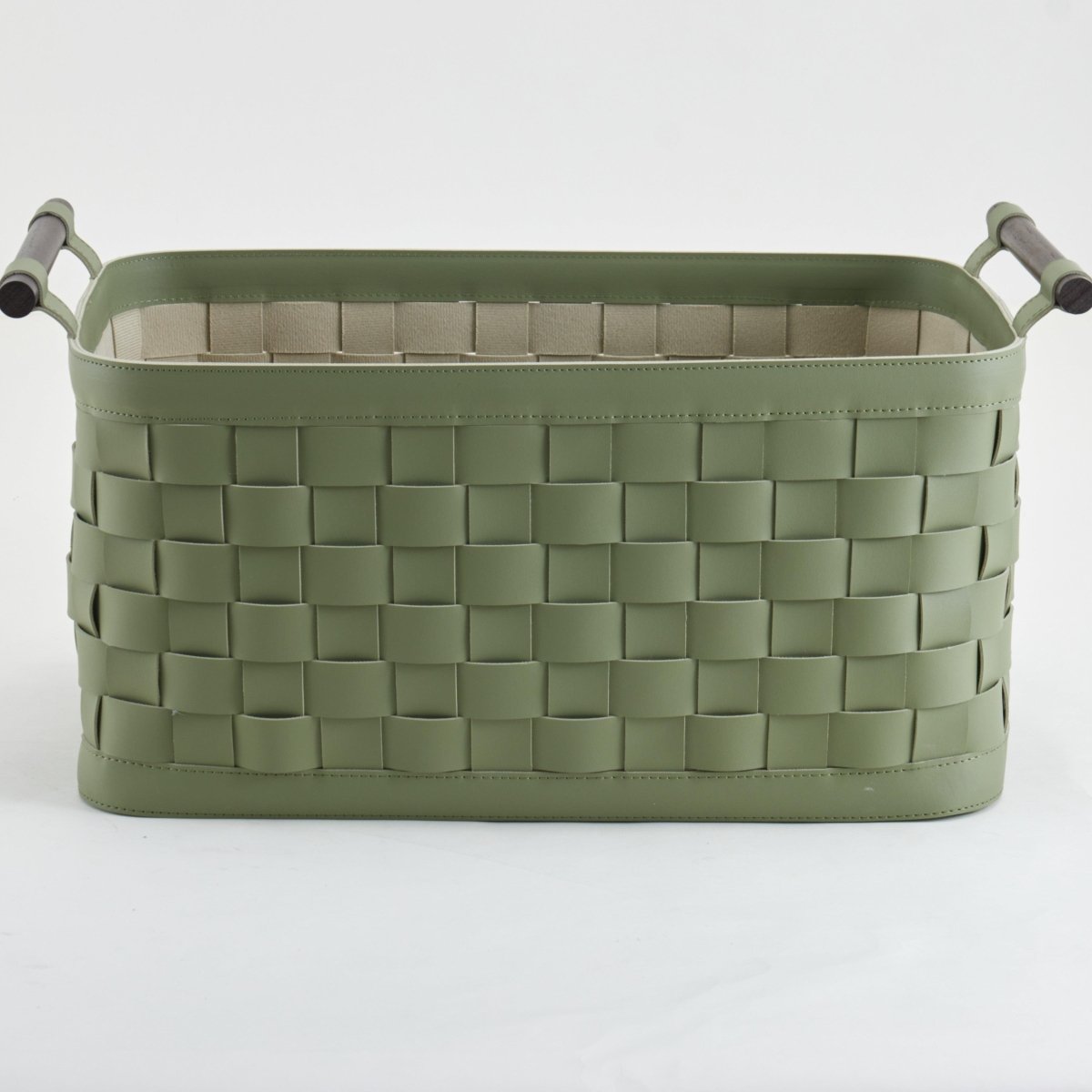 Wicker Storage Box Soiree Leather Basket - Green - Daamaira Home and Living Ltd
