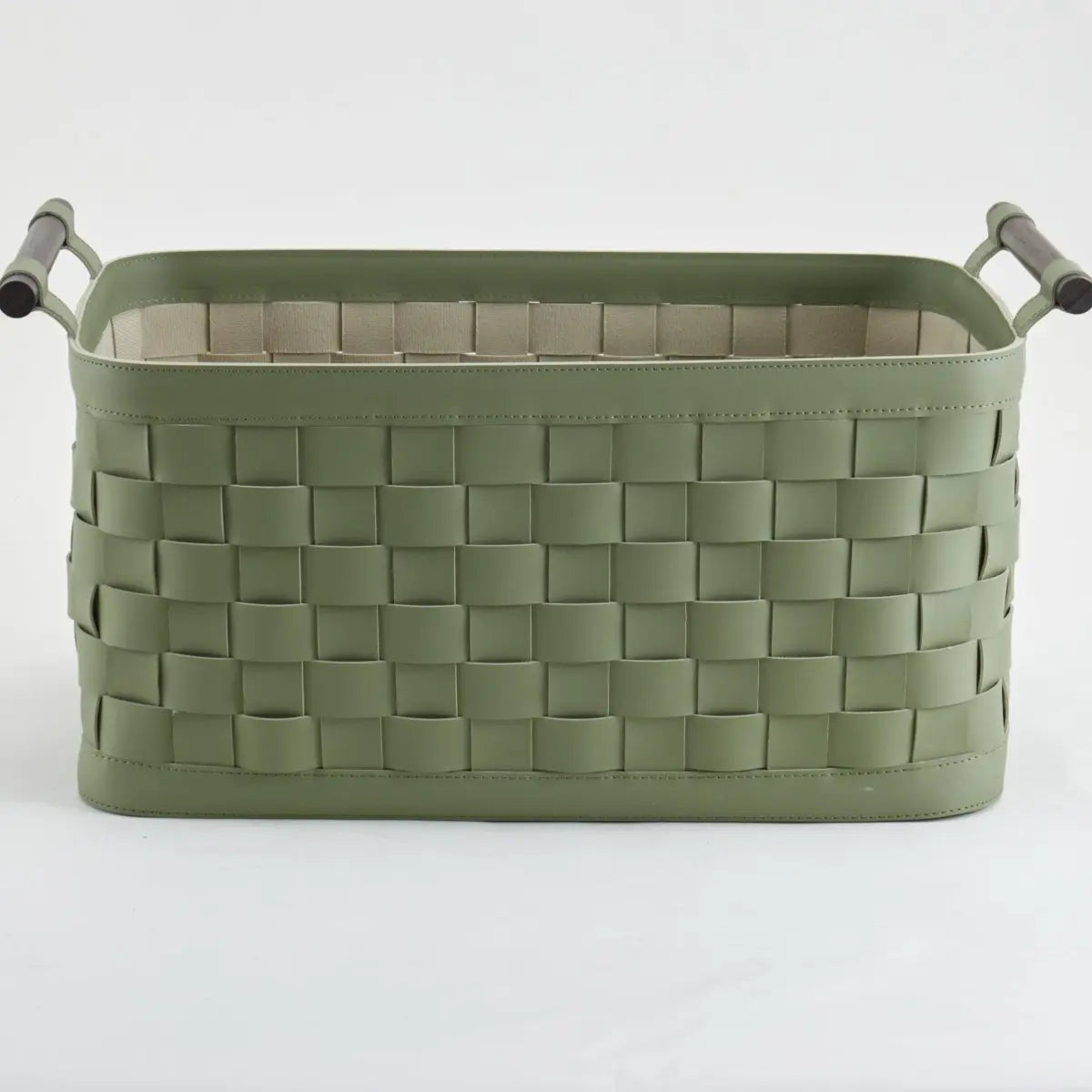 Wicker Storage Box Soiree Leather Basket - Green - Daamaira Home and Living Ltd