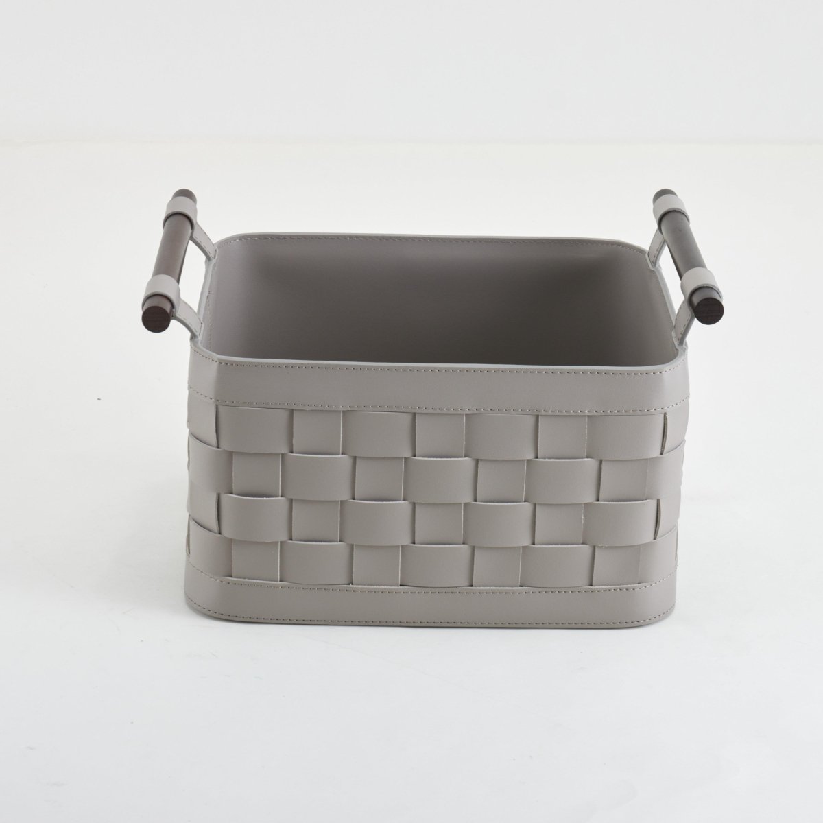 Wicker Storage Box Soiree Leather Basket - Grey - Daamaira Home and Living Ltd