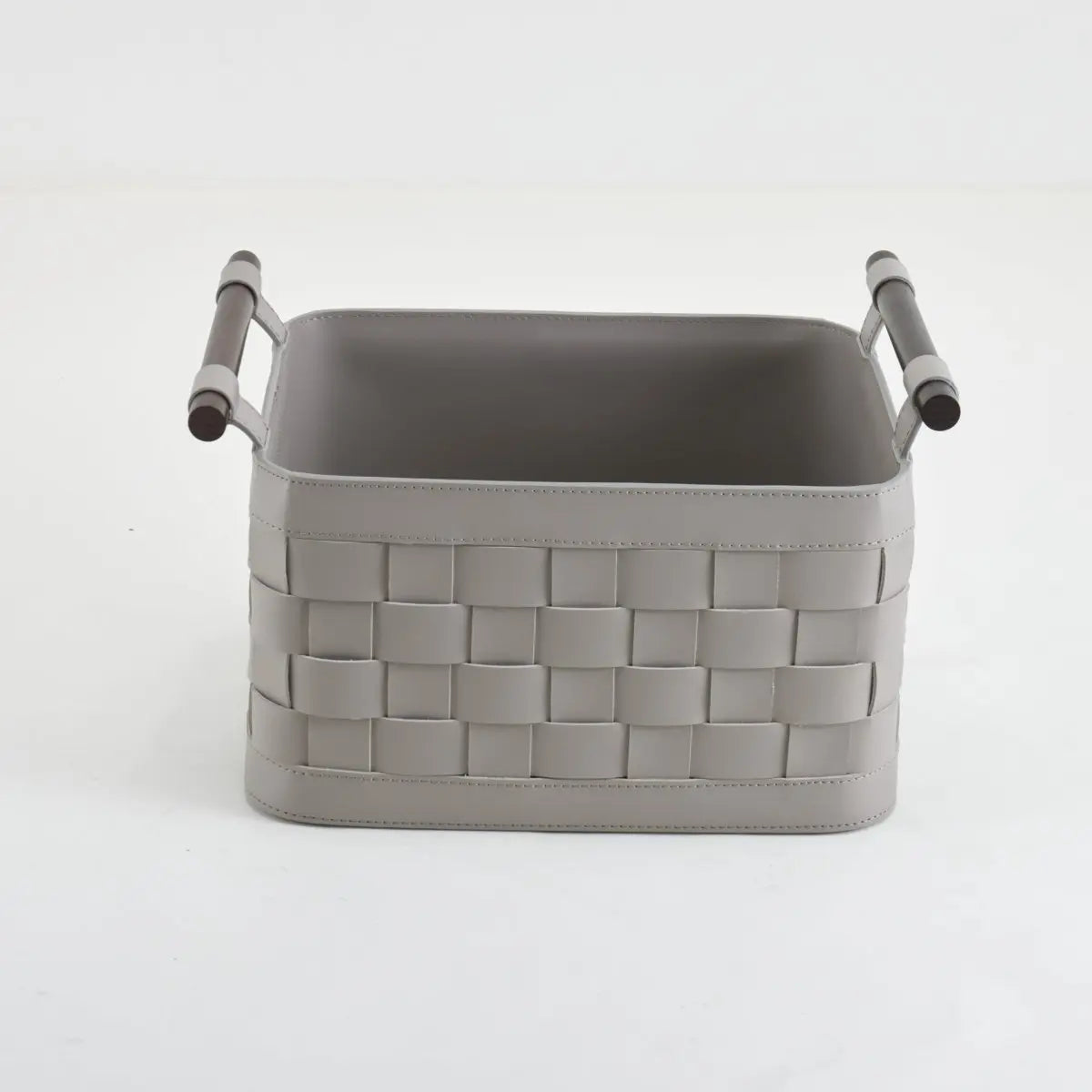 Wicker Storage Box Soiree Leather Basket - Grey - Daamaira Home and Living Ltd