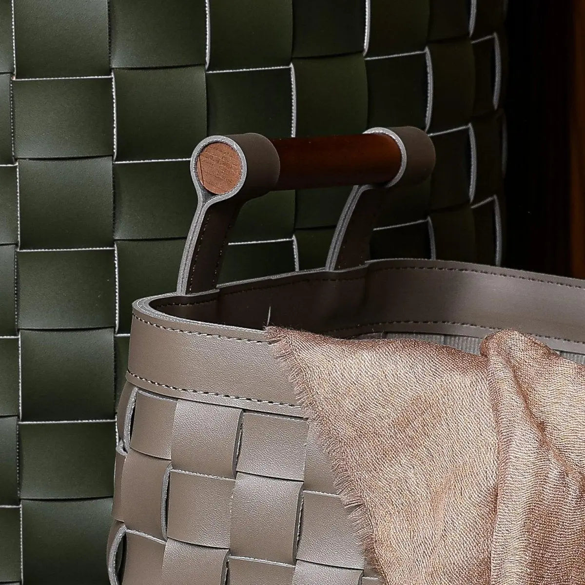 Wicker Storage Box Soiree Leather Basket - Grey - Daamaira Home and Living Ltd