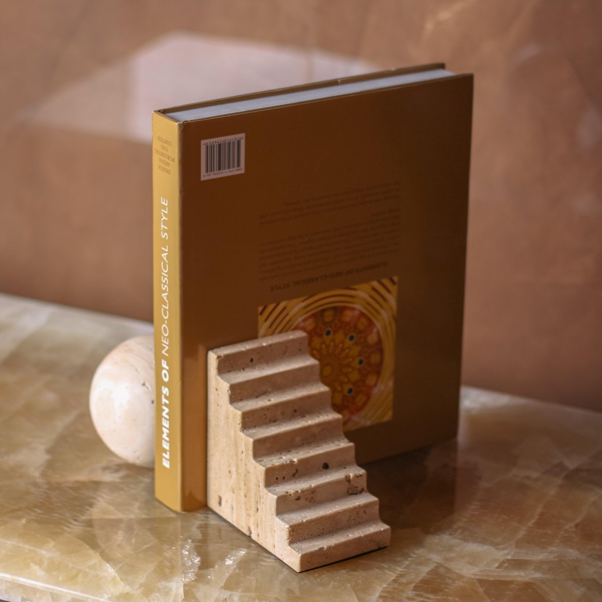 Decor Objects Sphere And Stair Marble Bookend - Daamaira Home and Living Ltd