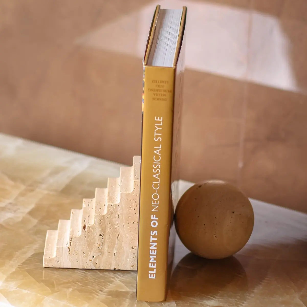 Decor Objects Sphere And Stair Marble Bookend - Daamaira Home and Living Ltd