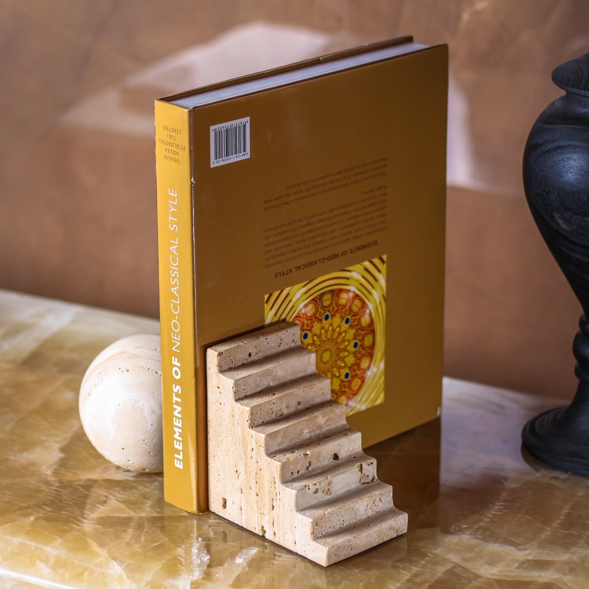 Decor Objects Sphere And Stair Marble Bookend - Daamaira Home and Living Ltd