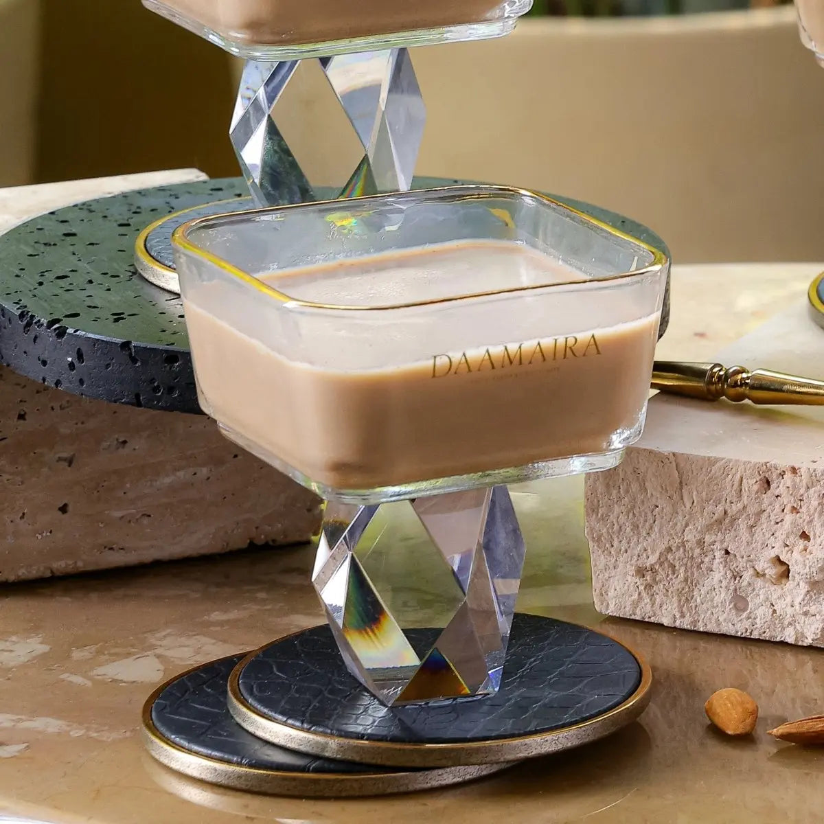 Dessert Plates Square Crystal Dessert Bowl - Set of 6 - Daamaira Home and Living Ltd