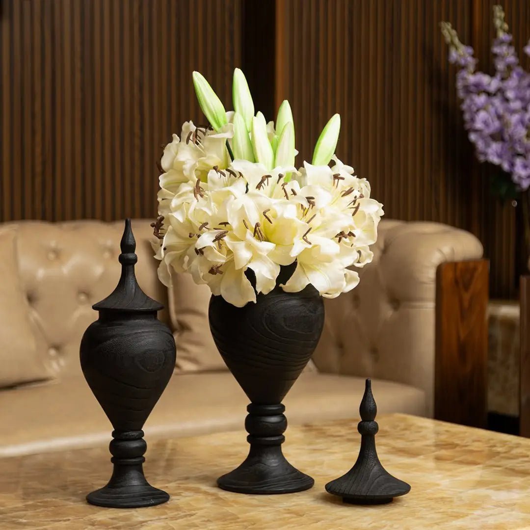 Decor Objects Tall Buckingham Flower Vase With Lid - Daamaira Home and Living Ltd