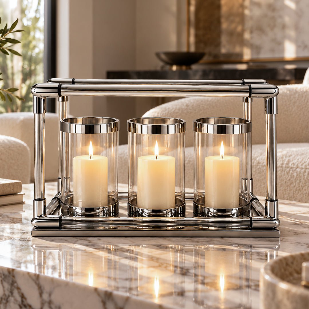 Candle Holders The Montecarlo Trio Hurricane Candle Stand - Daamaira Home and Living Ltd