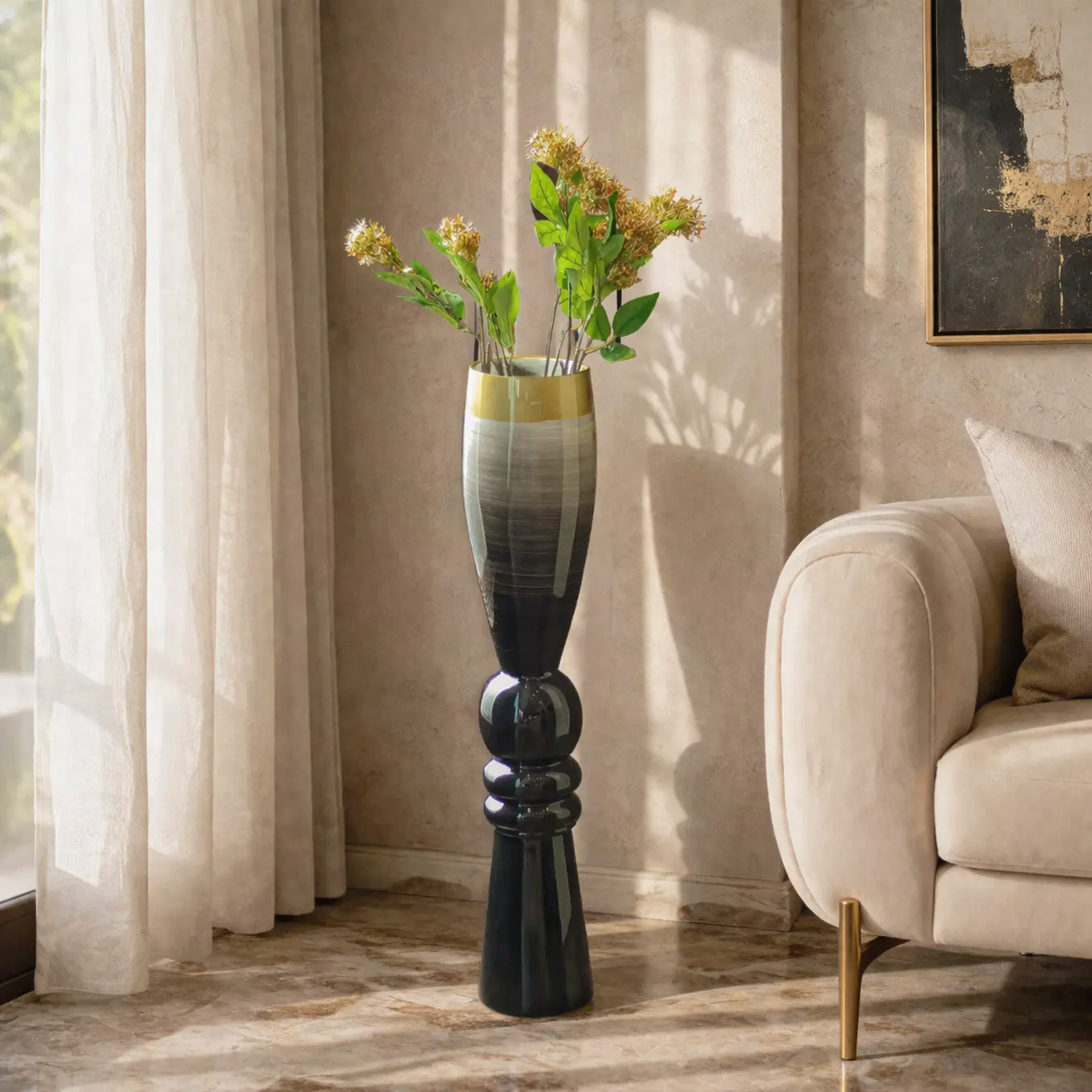 Trumphet Brushed Slate Flower Vase