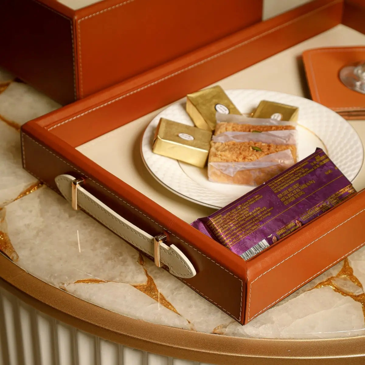 Vaulta Genuine Leather Tray - Daamaira Home and Living Ltd