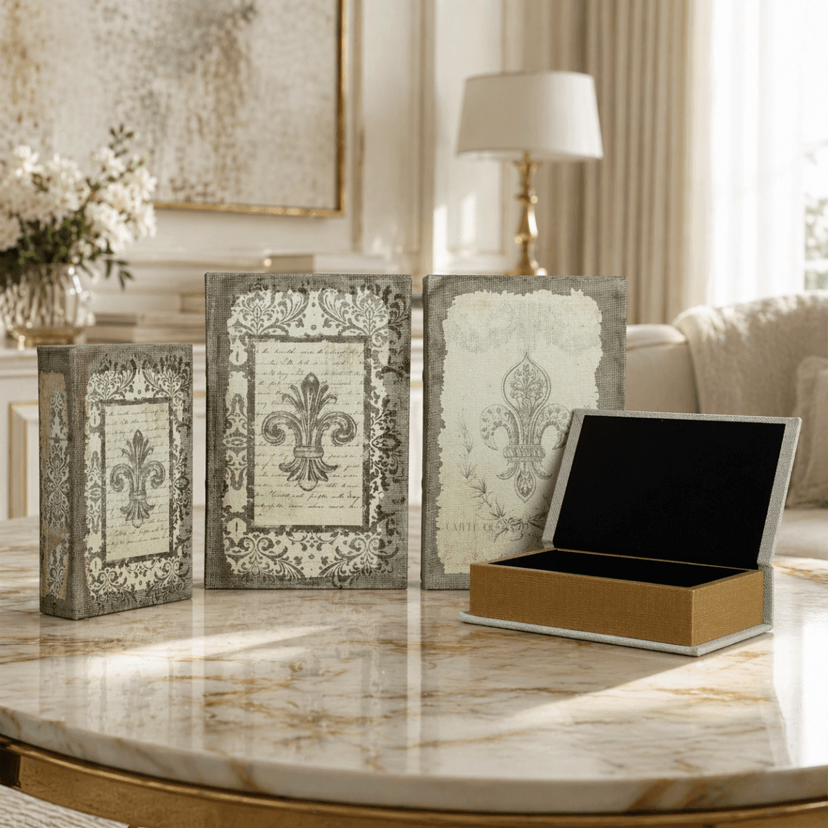 Sculptures & Figurines Vintage Book Box Set of 2 - Daamaira Home and Living Ltd