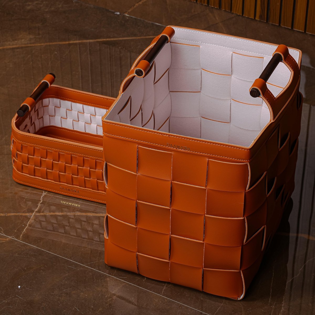 Wicker Storage Box Woven Leather Basket - Daamaira Home and Living Ltd