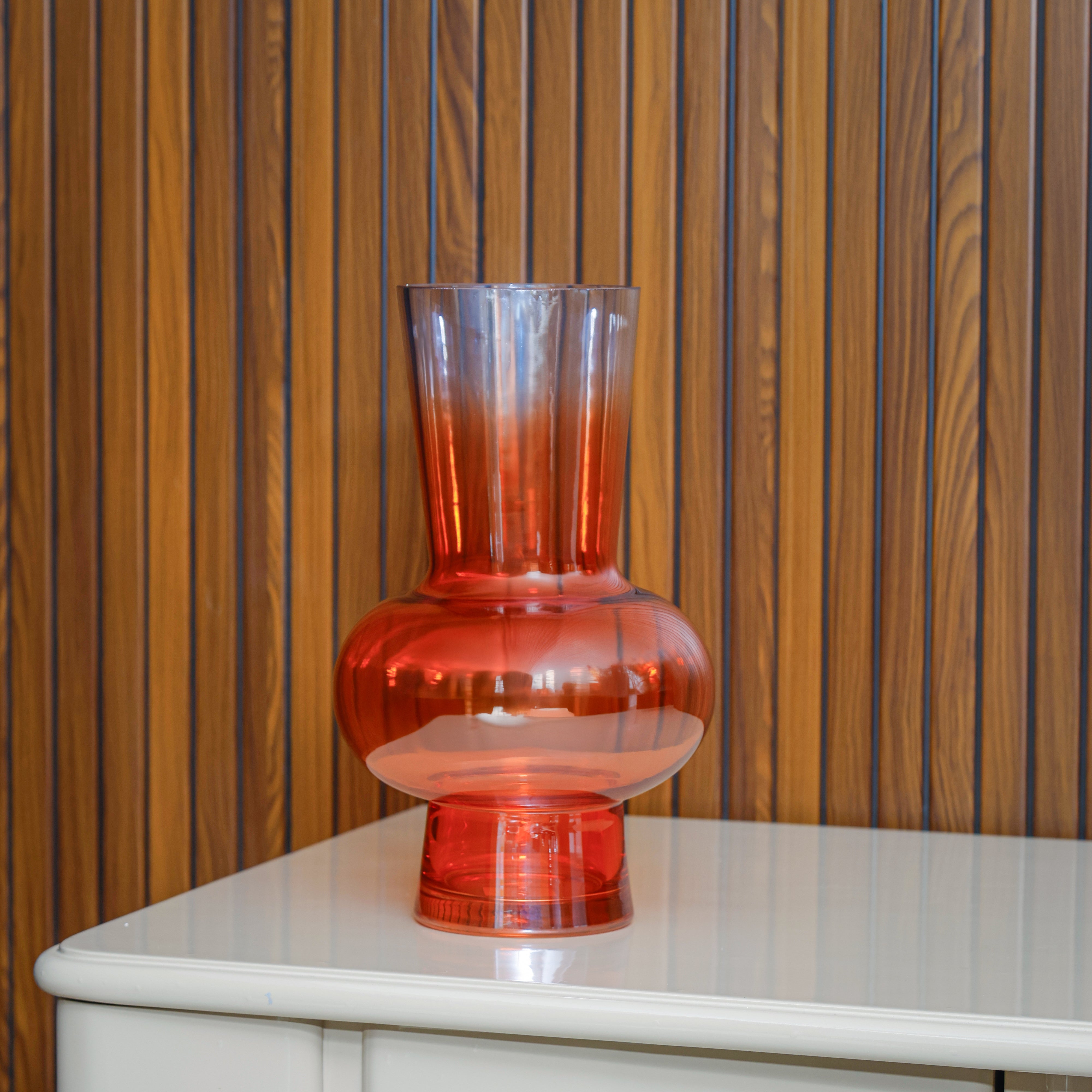 Orange Ombre Tall Glass Vase