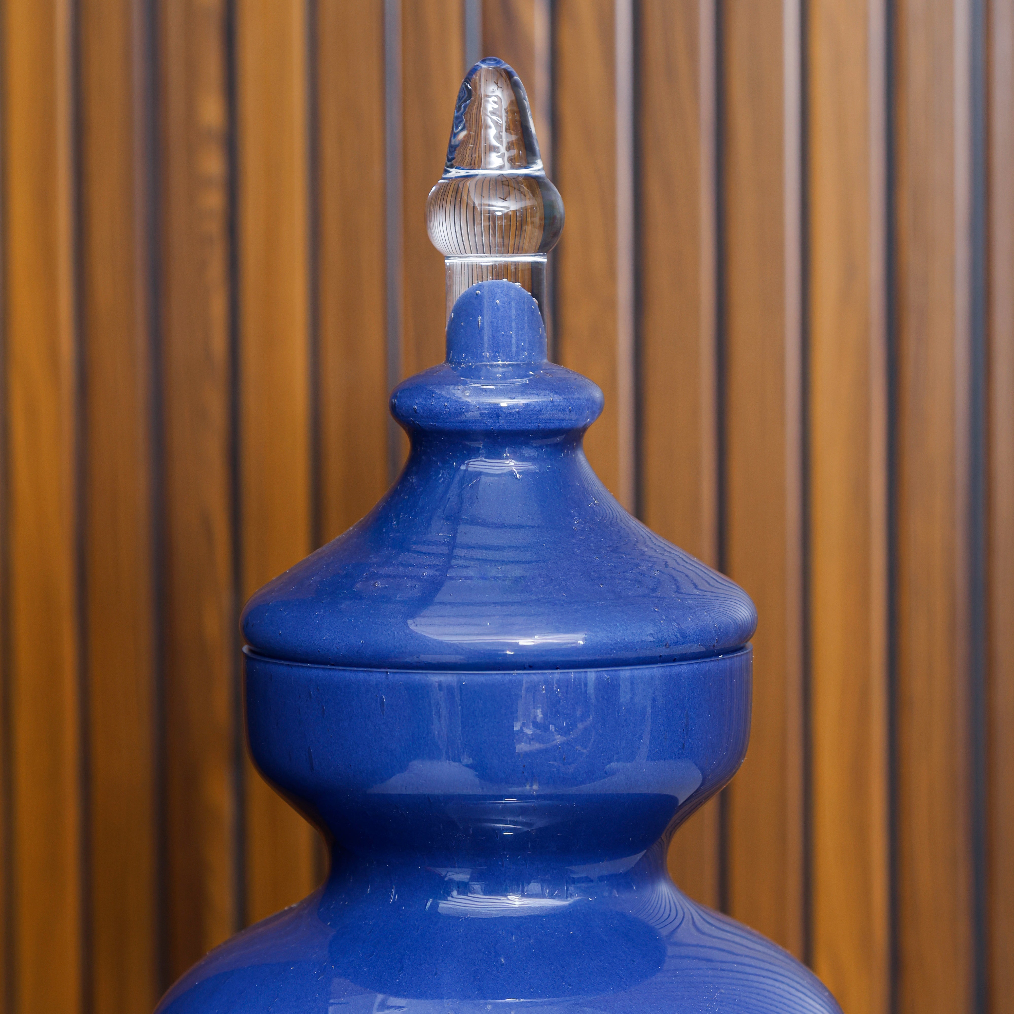 Allure Blue Short Vase with Lid