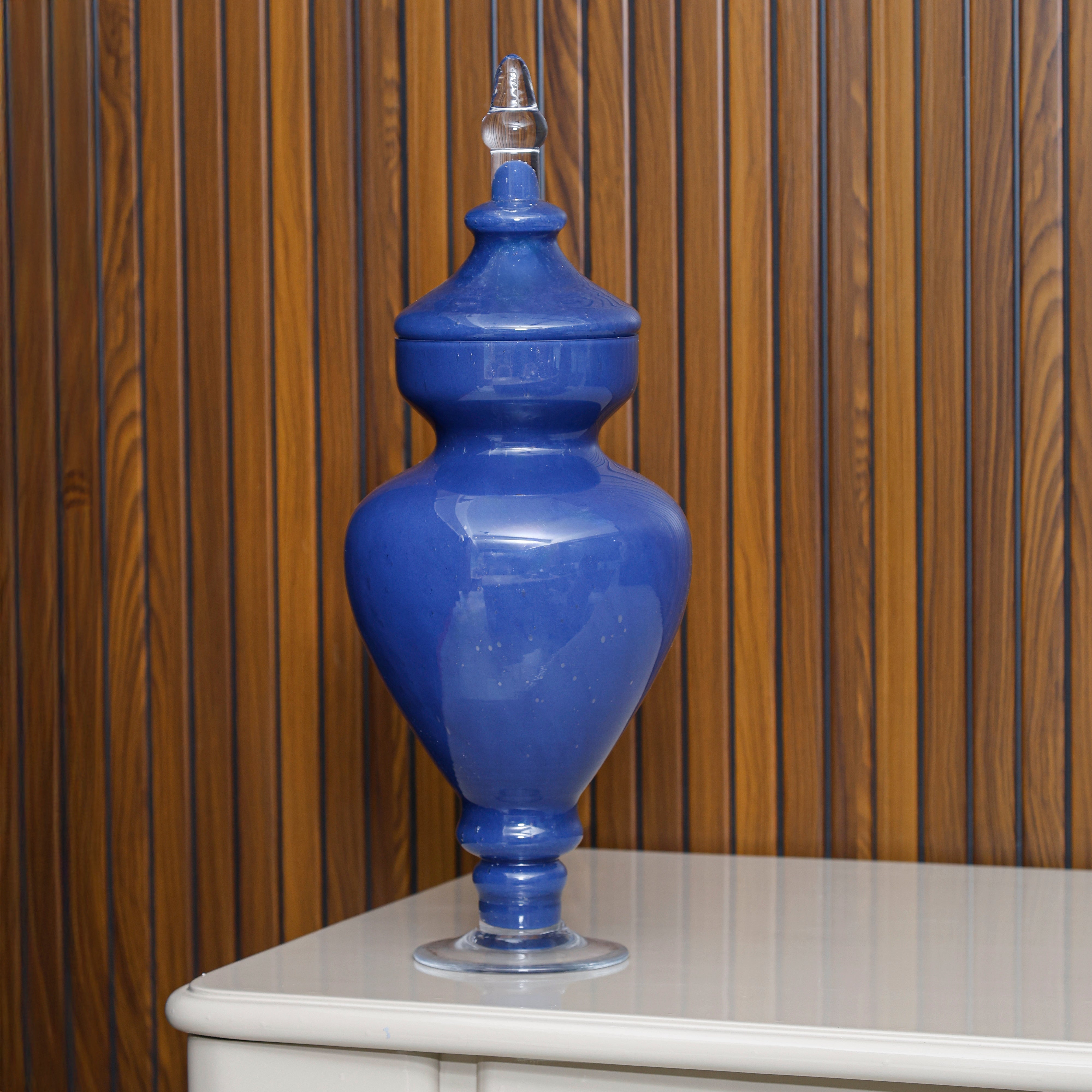 Allure Blue Short Vase with Lid
