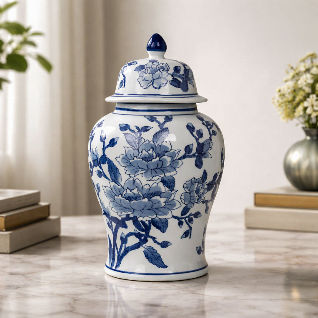 Magnolia Ginger Jar - Blue/White